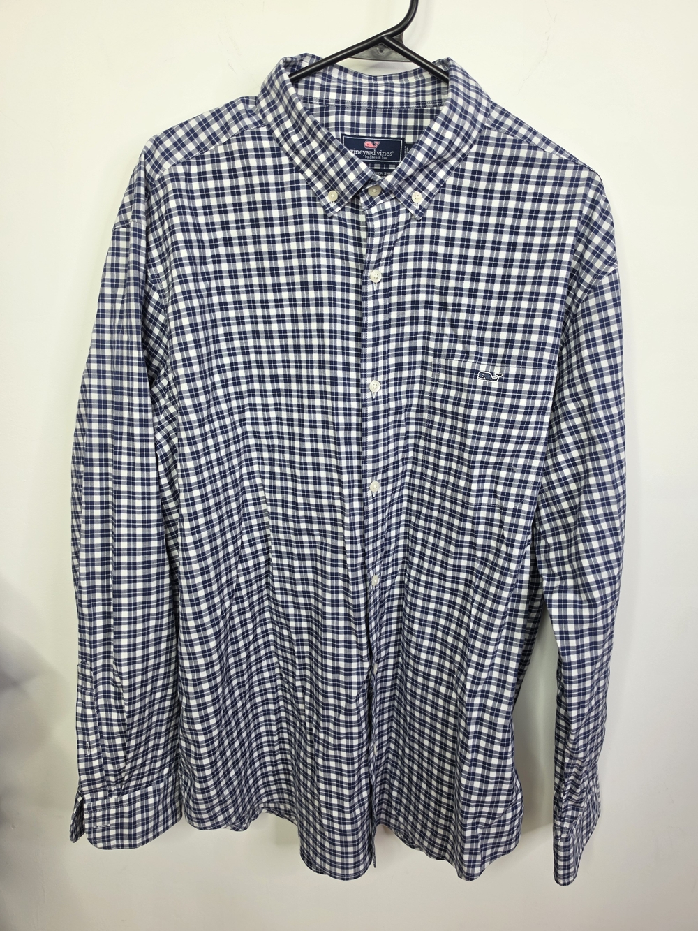 Vineyard Vines Navy and White Check Button-Down Shirt